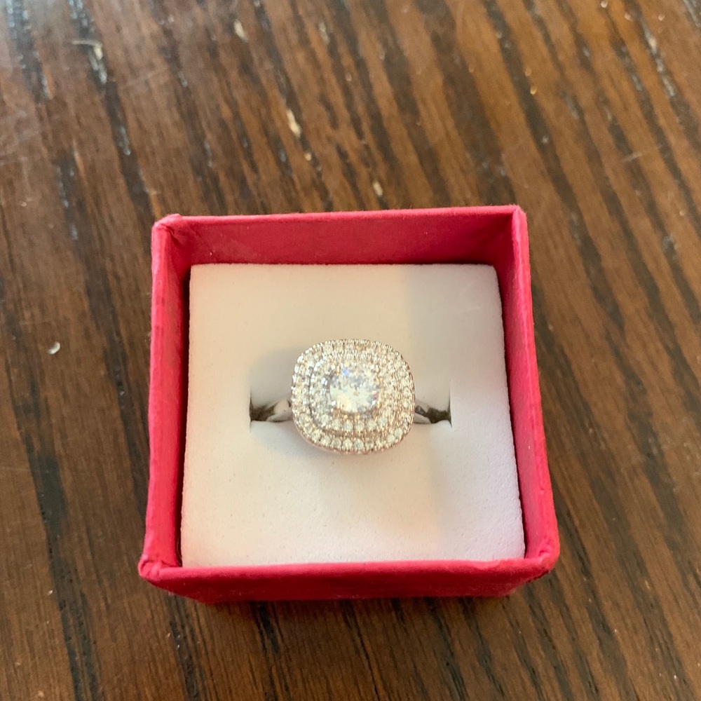 Double Halo Cubic Zirconia Ring Size 7